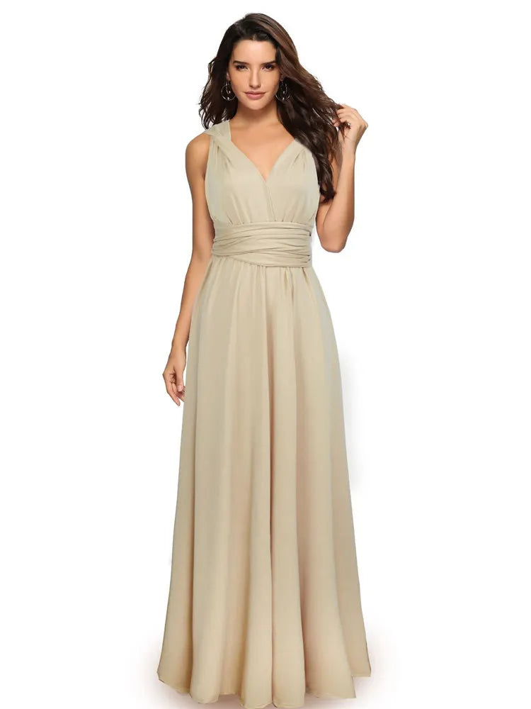 Boho Multiway Backless Maxi Dress – Convertible Bridesmaid & Party Gown