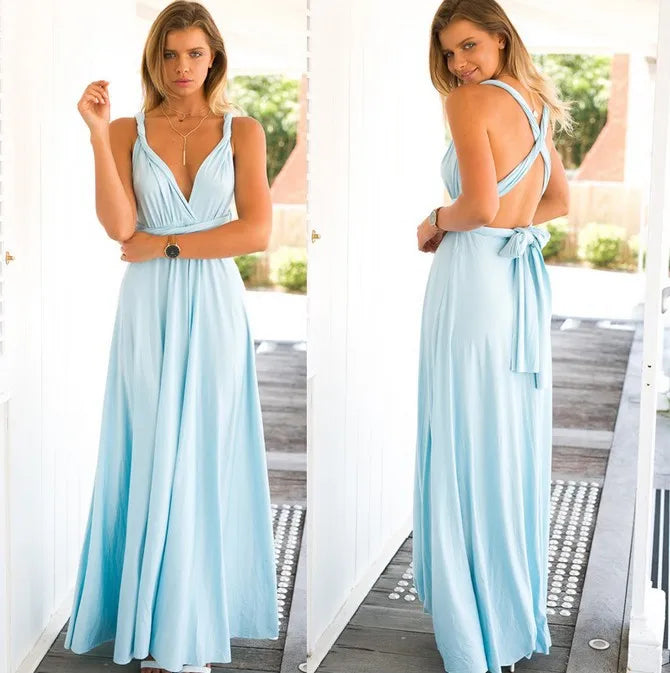 Boho Multiway Backless Maxi Dress – Convertible Bridesmaid & Party Gown
