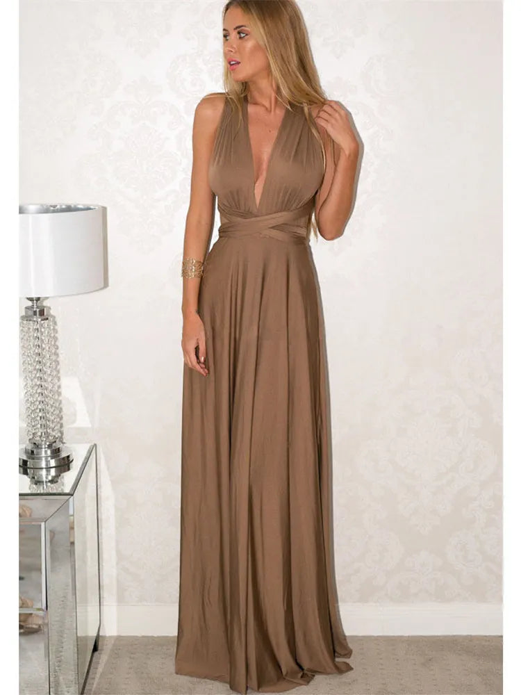 Boho Multiway Backless Maxi Dress – Convertible Bridesmaid & Party Gown