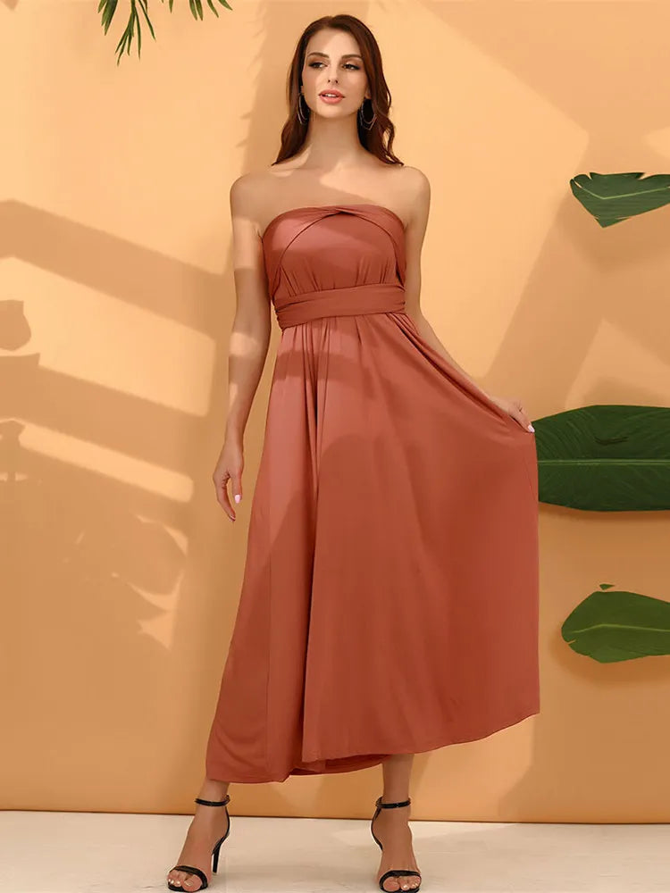 Boho Multiway Backless Maxi Dress – Convertible Bridesmaid & Party Gown