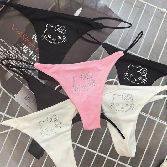 Sparkling Diamond Cotton G-String –  Low-Waist Briefs for Women