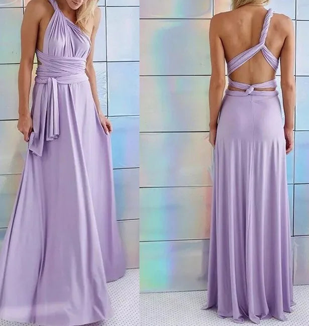 Boho Multiway Backless Maxi Dress – Convertible Bridesmaid & Party Gown