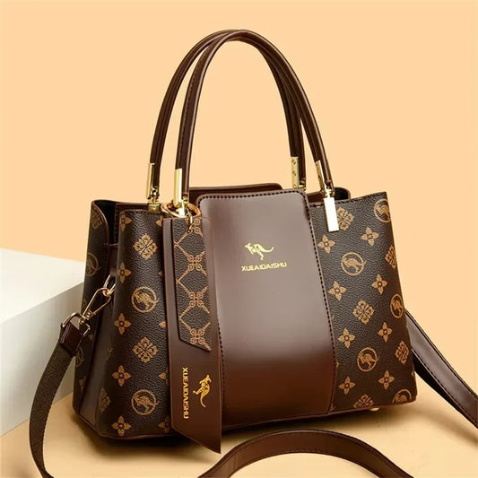Luxury Print Leather Handbag – Large Capacity Women's Shoulder & Crossbody Bag
