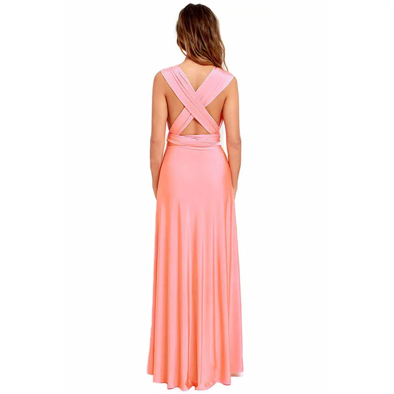 Boho Multiway Backless Maxi Dress – Convertible Bridesmaid & Party Gown