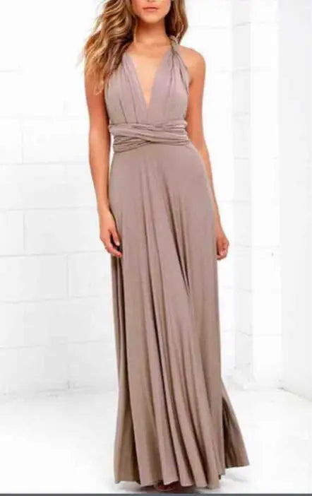 Boho Multiway Backless Maxi Dress – Convertible Bridesmaid & Party Gown