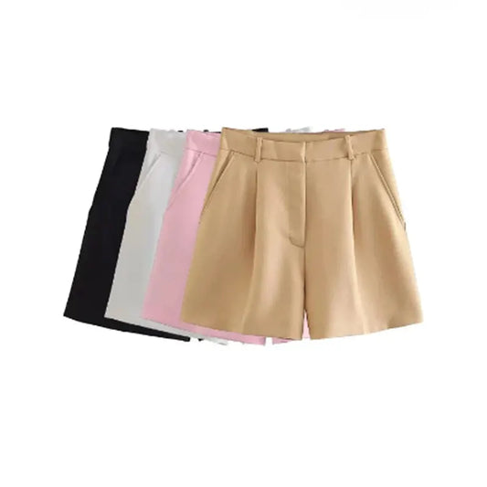 Mooyufon Women’s Bermuda Shorts - Vintage High Waist Zip Fly with Side Pockets | Summer Casual Fashion