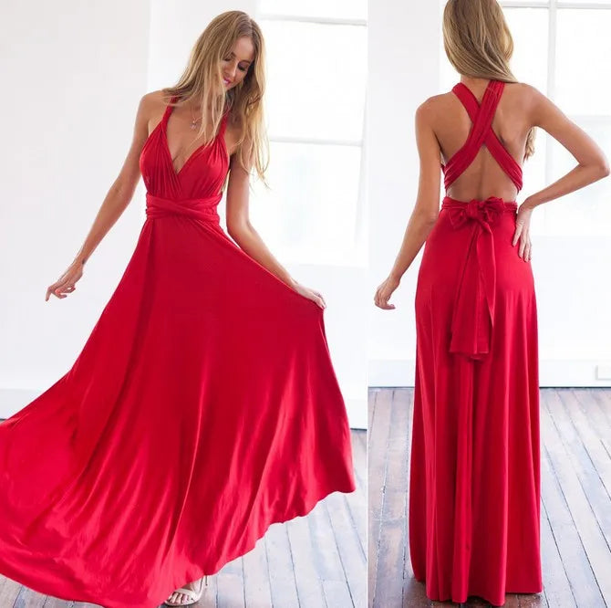 Boho Multiway Backless Maxi Dress – Convertible Bridesmaid & Party Gown