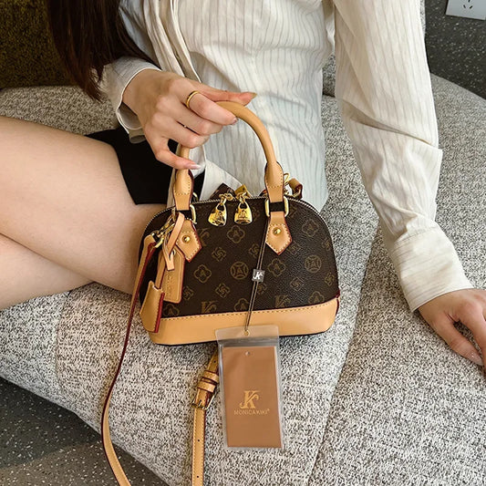 2025 Designer Shell Monogram Handbag – Women’s PU Leather Shoulder & Crossbody Bag