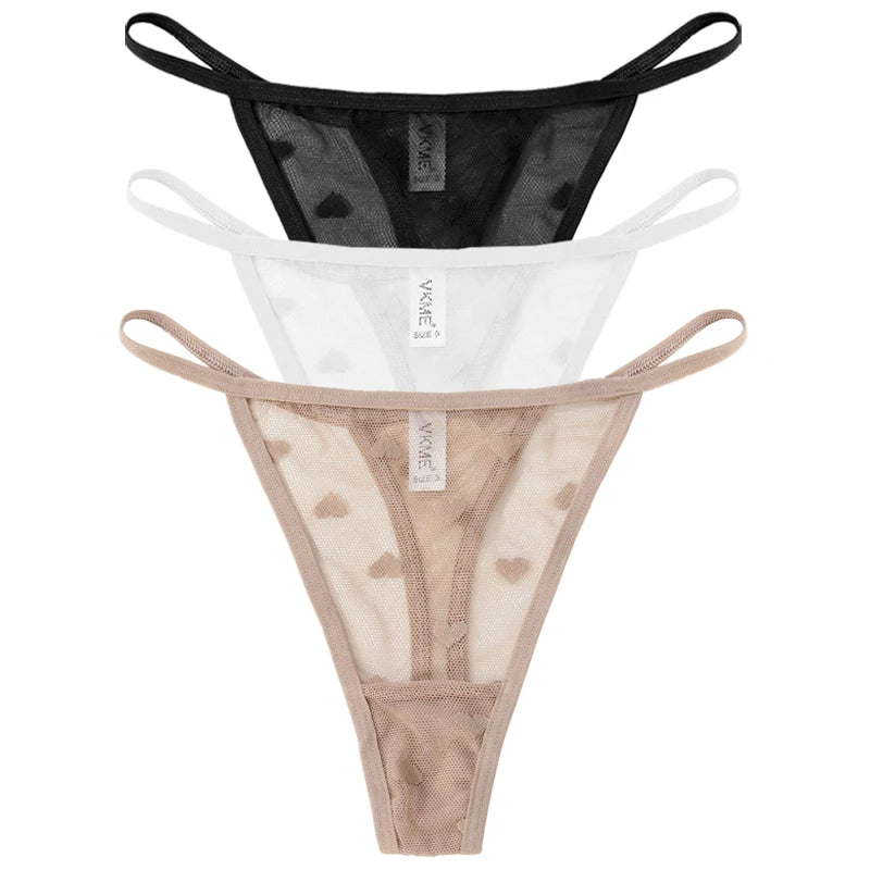 3PCS Lace Sheer Thong Panties - Sexy Low Waist Seamless Lingerie Set
