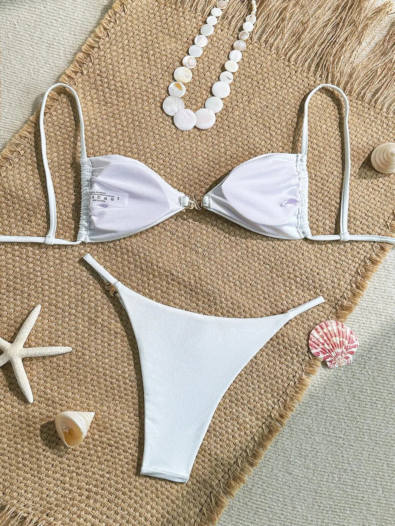 riangle Bikini Set – Solid Color Micro Thong Swimsuit for Women